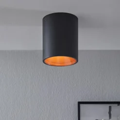 Eglo POLASSO Plafondarmaturen aluminium, kunststof zwart, koper H: 120 mm | Ø 100 mm Sale