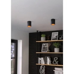 Eglo POLASSO Plafondarmaturen aluminium, kunststof zwart, koper H: 120 mm | Ø 100 mm Sale