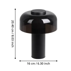 Eglo PONENTE Tafellampen staal zwart / Kunststof zwart-transparant H: 200 mm | Ø 160 mm Sale