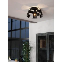 Eglo PONTEFRACT Plafondarmaturen staal zwart H: 205 mm | Ø 420 mm Outlet