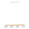 Eglo PORTICO-Z hanglamp staal, hout wit, bruin / staal, glas wit, helder H: 1100 mm Discount