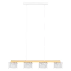 Eglo PORTICO-Z hanglamp staal, hout wit, bruin / staal, glas wit, helder H: 1100 mm Discount