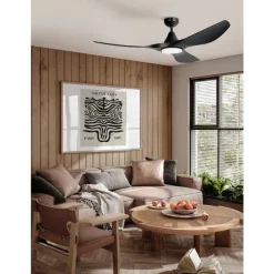 Eglo PORTSEA Ventilator met licht ABS zwart-mat / acryl melkkleurig H: 295 mm | Ø 1320 mm Discount