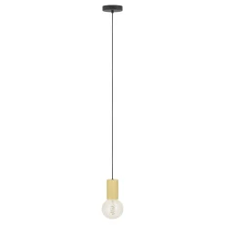 Eglo POZUETA 1 hanglamp staal, hout zwart, bruin H: 1100 mm | Ø 65 mm