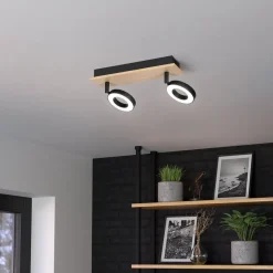 Eglo RIELVES spot hout, staal bruin, zwart / Kunststof wit H: 175 mm