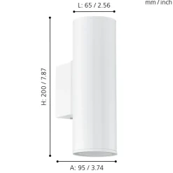 Eglo RIGA Wandlamp staal verzinkt wit H: 200 mm Sale