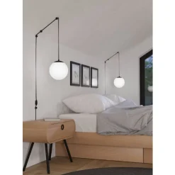 Eglo RONDO 3 hanglamp staal, kunststof zwart / glas opaal-mat wit H: 1420 mm Discount