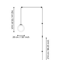Eglo RONDO 3 hanglamp staal, kunststof zwart / glas opaal-mat wit H: 1420 mm Discount
