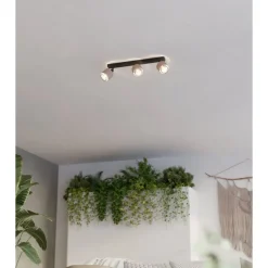 Eglo ROSLEY spot staal zwart / textiel, linnen natuur H: 185 mm