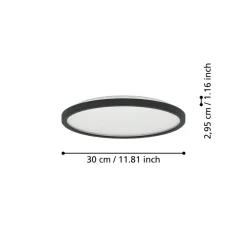 Eglo ROVITO-Z Plafondarmaturen Kunststof zwart / Kunststof wit H: 30 mm | Ø 300 mm Discount