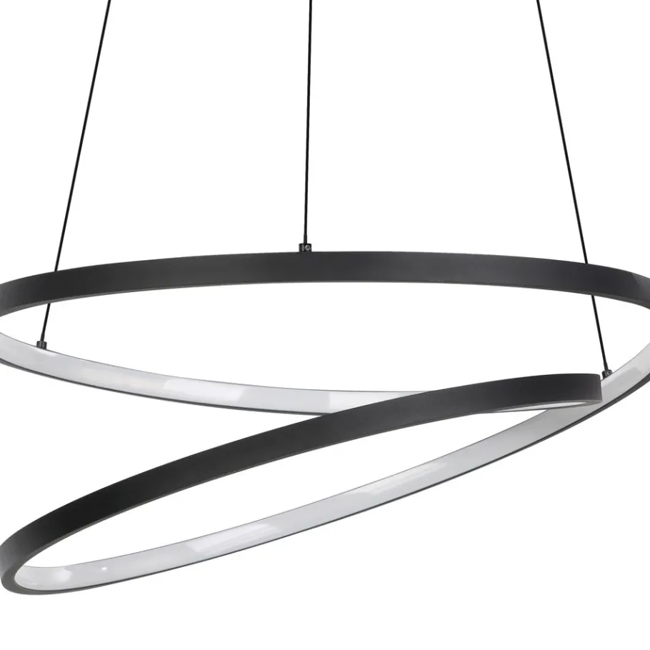 Eglo RUOTALE hanglamp aluminium, staal zwart / Kunststof wit H: 1500 mm | Ø 550 mm Sale