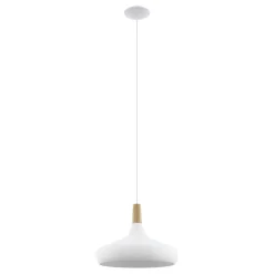 Eglo SABINAR hanglamp staal wit / Hout bruin H: 1100 mm | Ø 400 mm Best