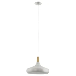 Eglo SABINAR hanglamp staal zilver geborsteld / Hout bruin H: 1100 mm | Ø 400 mm Online