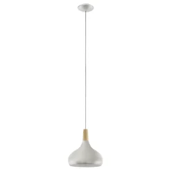 Eglo SABINAR hanglamp staal zilver geborsteld / Hout bruin H: 1100 mm | Ø 280 mm Best