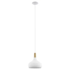 Eglo SABINAR hanglamp staal wit / Hout bruin H: 1100 mm | Ø 280 mm Hot