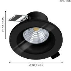 Eglo SALABATE inbouwarmatuur aluminium zwart / Glas helder Ø 88 mm Clearance