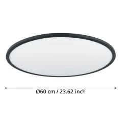 Eglo SARSINA-Z Plafondarmaturen aluminium, staal zwart / Kunststof wit H: 52 mm | Ø 600 mm Outlet