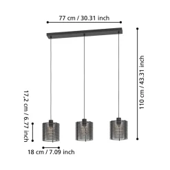 Eglo SEGOVIA hanglamp staal zwart / Hout zwart H: 1100 mm Discount