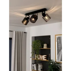 Eglo SEGOVIA spot staal zwart / Hout zwart H: 185 mm