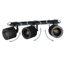 Eglo SEGOVIA spot staal zwart / Hout zwart H: 185 mm