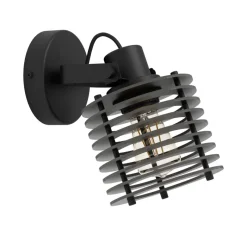 Eglo SEGOVIA spot staal zwart / Hout zwart H: 195 mm New