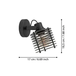 Eglo SEGOVIA spot staal zwart / Hout zwart H: 195 mm New