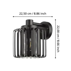 Eglo SELINUS Wandlamp staal zwart / Glas helder H: 220 mm Hot