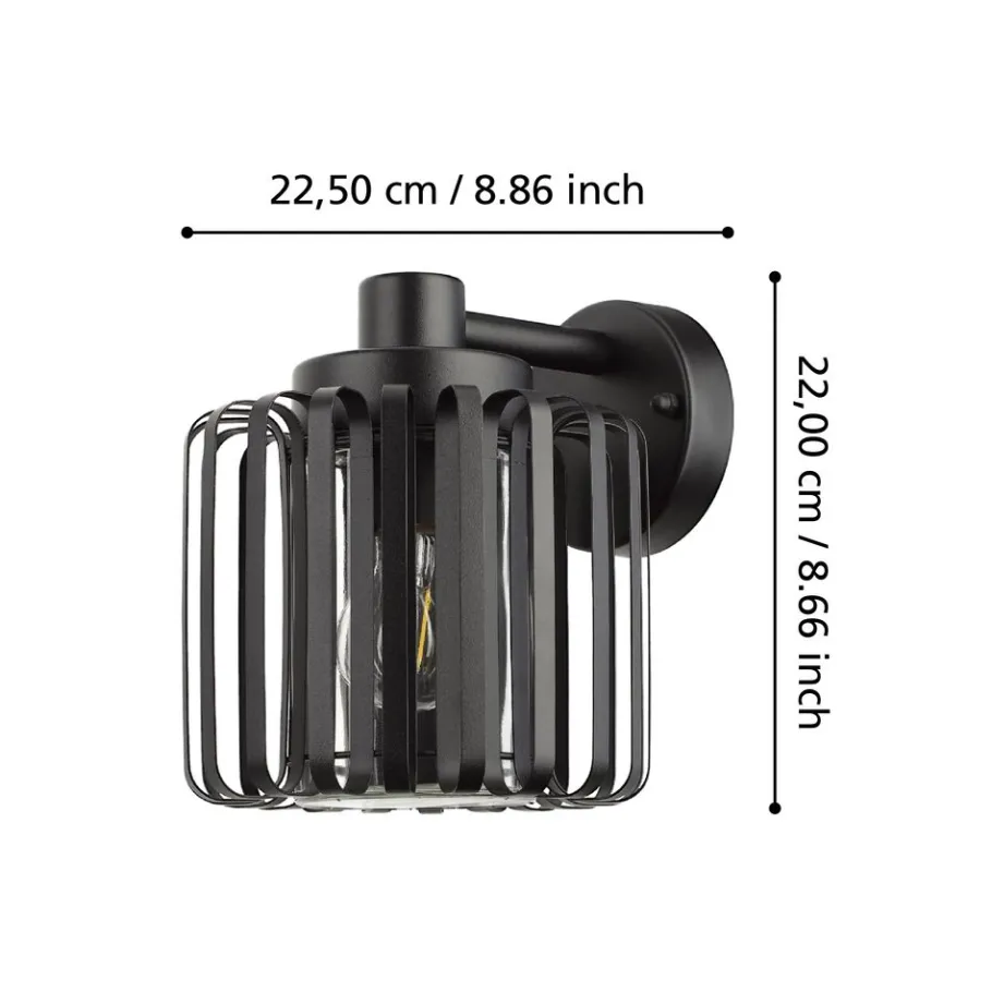 Eglo SELINUS Wandlamp staal zwart / Glas helder H: 220 mm Hot