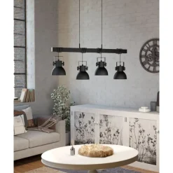 Eglo SHIREBROOK hanglamp staal, hout zwart H: 1100 mm Best