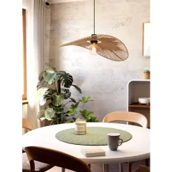 Eglo SIRUELA hanglamp staal zwart / papier natuur H: 1100 mm Clearance