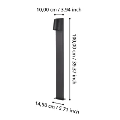 Eglo STAGNONE Sokkelarmaturen aluminium, staal zwart / Glas helder H: 1000 mm Sale