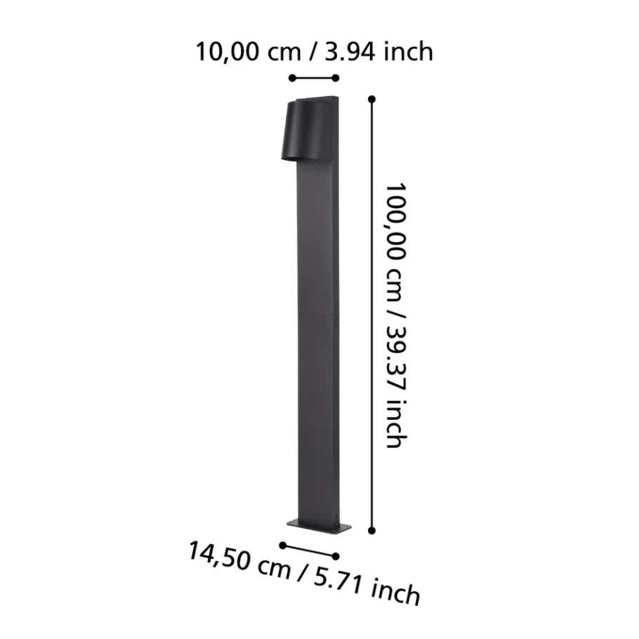 Eglo STAGNONE Sokkelarmaturen aluminium, staal zwart / Glas helder H: 1000 mm Sale