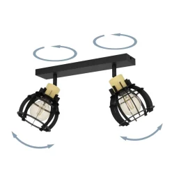 Eglo STILLINGTON 1 spot staal, hout zwart, bruin H: 245 mm