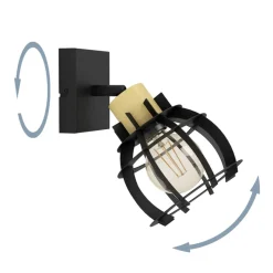 Eglo STILLINGTON 1 spot staal, hout zwart, bruin H: 245 mm | Ø 160 mm Discount