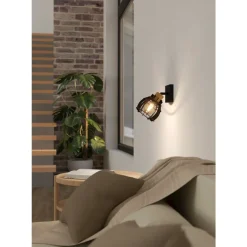 Eglo STILLINGTON 1 spot staal, hout zwart, bruin H: 245 mm | Ø 160 mm Discount