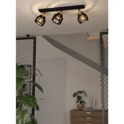 Eglo STILLINGTON 1 spot staal, hout zwart, bruin H: 245 mm Clearance