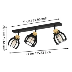 Eglo STILLINGTON 1 spot staal, hout zwart, bruin H: 245 mm Clearance