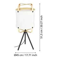 Eglo SURFLEET Tafellampen staal zwart / hout, textiel natuur H: 515 mm | Ø 200 mm Discount