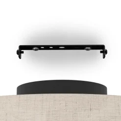 Eglo TABLEY Plafondarmaturen staal zwart / textiel, hout natuurlijk, bruin H: 235 mm | Ø 380 mm Outlet