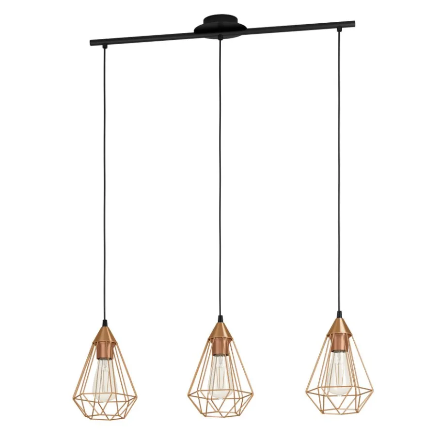 Eglo TARBES hanglamp staal zwart / staal koperkleuren H: 1100 mm Outlet