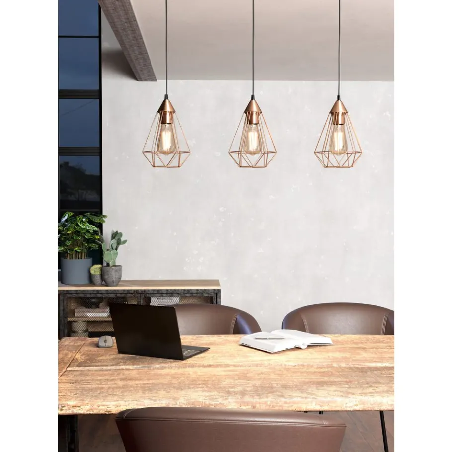 Eglo TARBES hanglamp staal zwart / staal koperkleuren H: 1100 mm Outlet