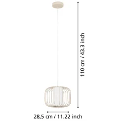 Eglo TERRAROSA hanglamp staal zandkleuren / textiel wit H: 1100 mm | Ø 285 mm Clearance
