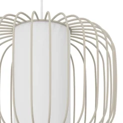 Eglo TERRAROSA hanglamp staal zandkleuren / textiel wit H: 1100 mm | Ø 285 mm Clearance