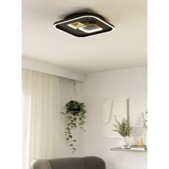 Eglo TIRIOLO Wand-/plafondlamp staal, kunststof zwart, goud H: 60 mm