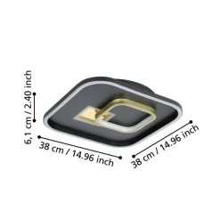 Eglo TIRIOLO Wand-/plafondlamp staal, kunststof zwart, goud H: 60 mm