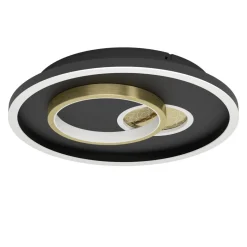 Eglo TIRIOLO Wand-/plafondlamp staal, kunststof zwart, goud H: 60 mm | Ø 380 mm Outlet