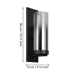 Eglo TOOTHILL Wandlamp staal zwart / glas gestoomd zwart-transparant H: 360 mm Discount