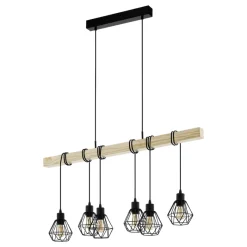 Eglo TOWNSHEND 5 hanglamp staal, hout zwart, bruin H: 1100 mm Sale