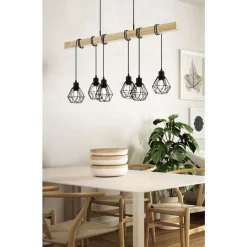 Eglo TOWNSHEND 5 hanglamp staal, hout zwart, bruin H: 1100 mm Sale