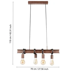 Eglo TOWNSHEND 4 hanglamp staal antiek bruin, zwart H: 1100 mm Hot